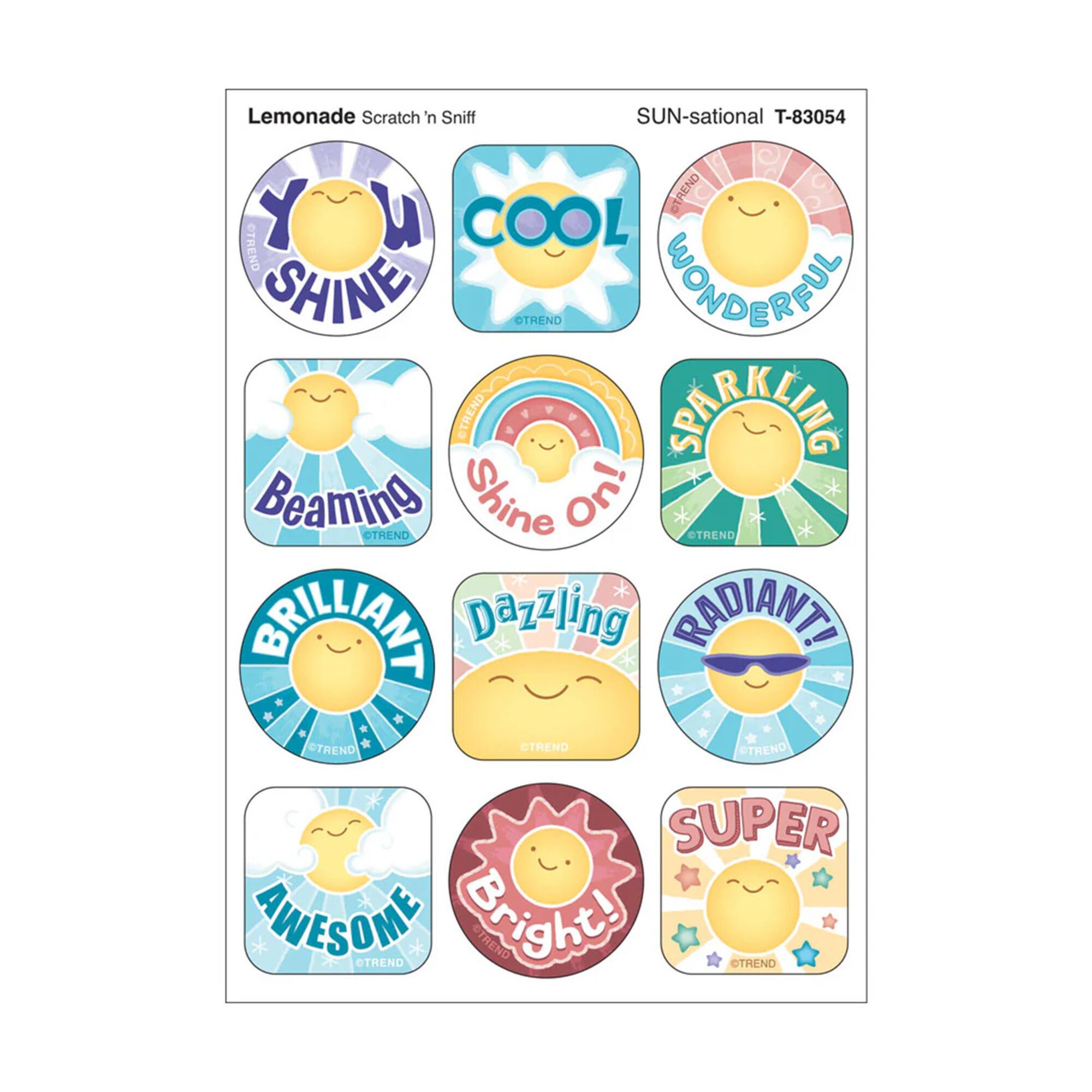 TREND Enterprises® SUN-sational, Lemonade Scent Scratch 'n Sniff Stinky Stickers®, 6 Packs of 48